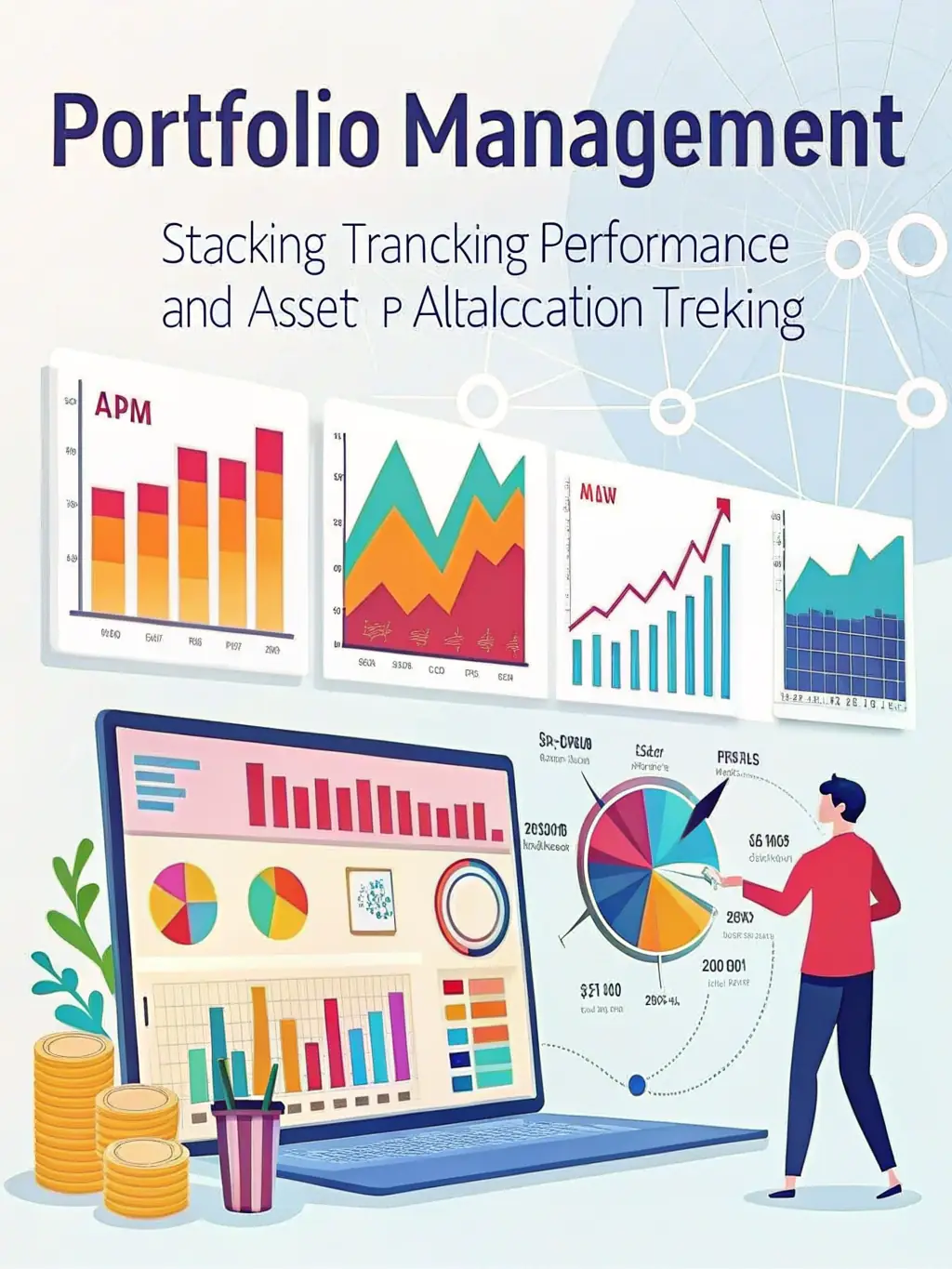 An image of a diverse portfolio chart with upward trending arrows, representing mutual fund investments and diversification.